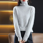 Nyorelle High-Neck Cashmere Sweater, Fitted Knit Pullover for Women
