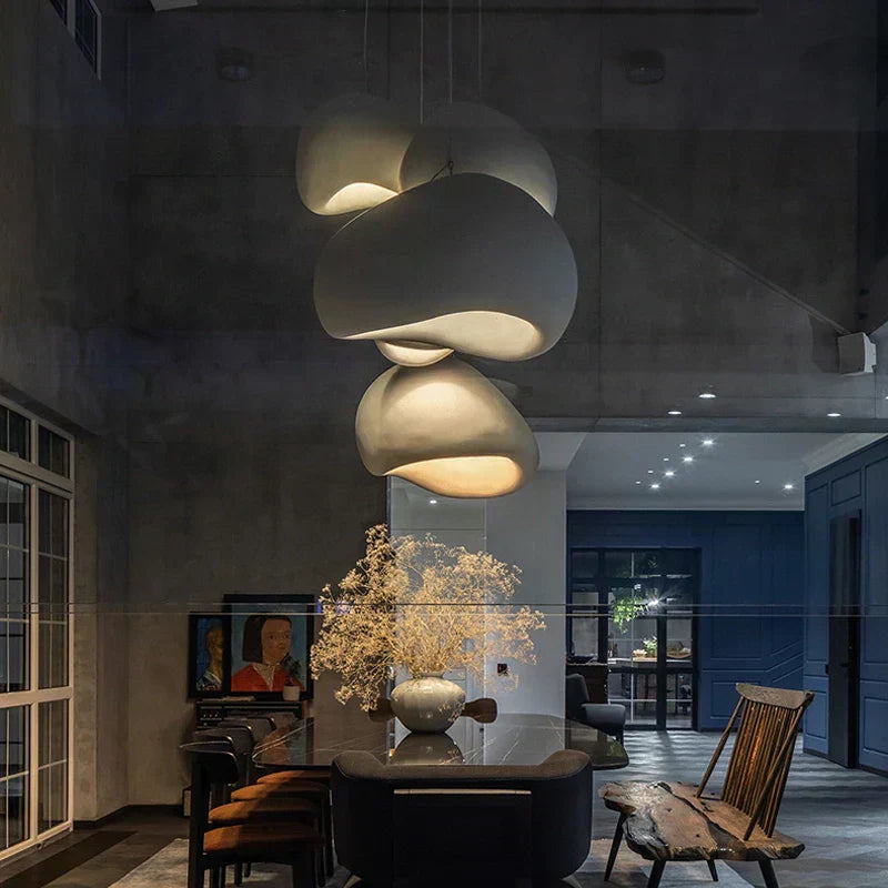 Auryn Ceiling-Mount Pendant Light, Wabi-Sabi Curved Silhouette for Living Rooms