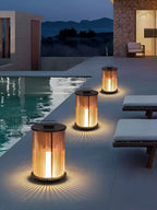 Marinell Ribbed-Glass Outdoor Lantern, Solar Or Electric, Waterproof
