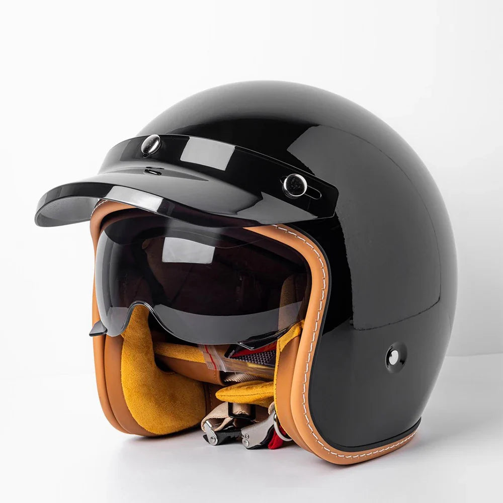 Casco de motocicleta abierto con visor abatible, certificado por DOT