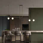 Harwell Frosted-Globe Pendant Light, Brass & Black, 3 Or 4 Heads