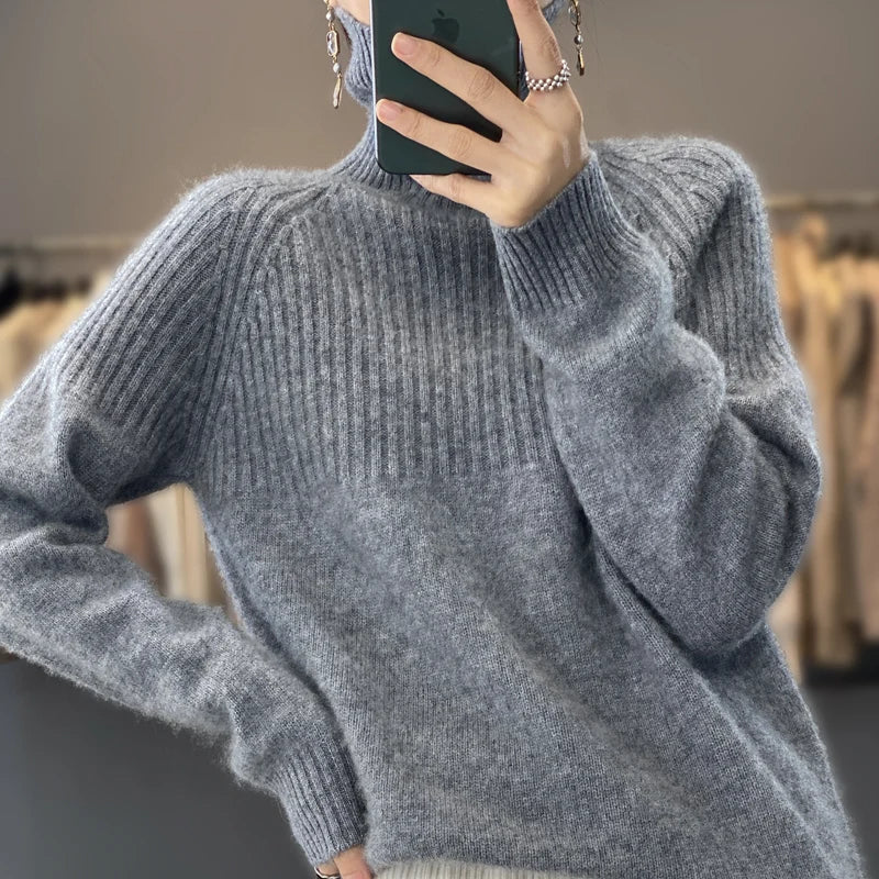 Wollpullover mit Rollkragen für Damen, Verda weicher warmer Strickpullover
