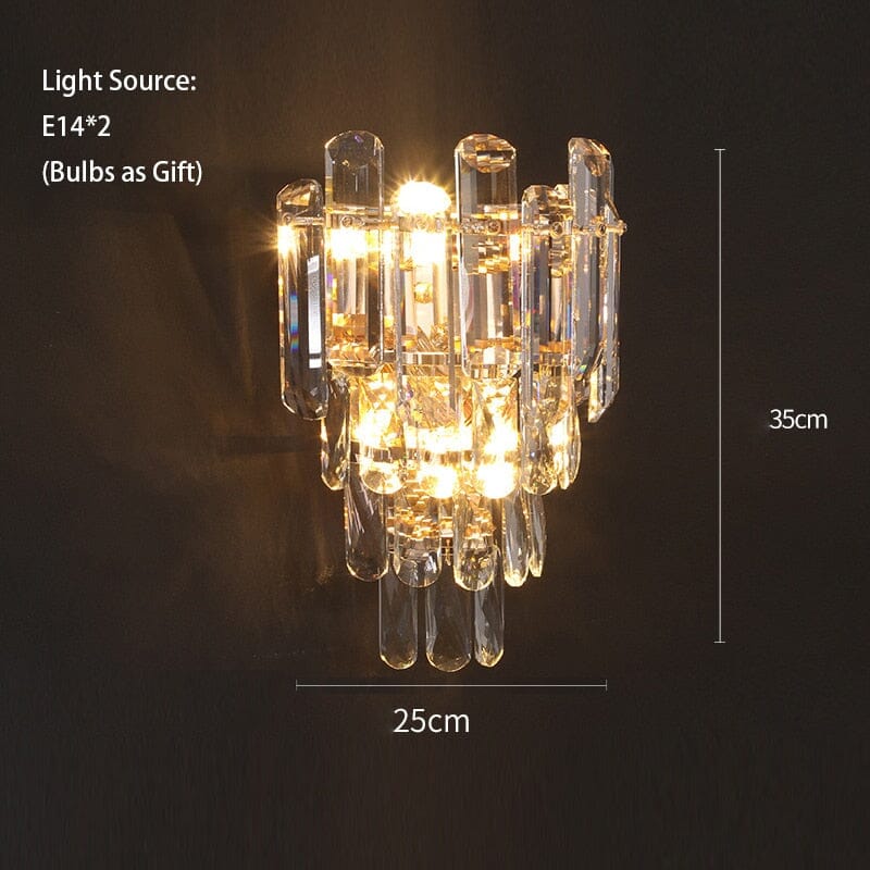Candeeiro de teto Elara em latão polido com abat-jours de cristal LED com controlo remoto