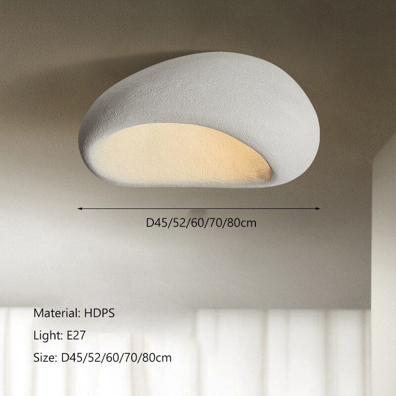 Wabi-Sabi Ceiling Light With Fabric Shade And Nickel Finish