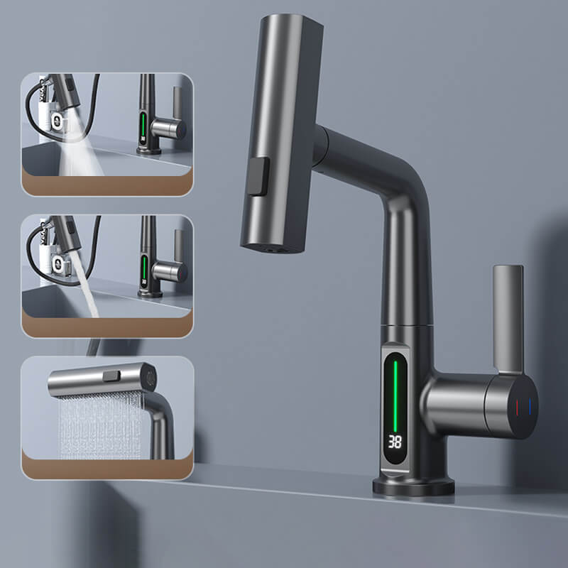 Pull-Out Kitchen Faucet, Aqualine FluxPull 60cm Hose & 360° Swivel