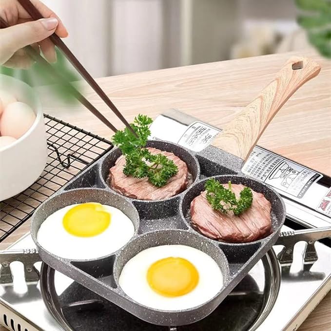 Three-Section Nonstick Aluminum Frying Pan for Breakfast Cooking
