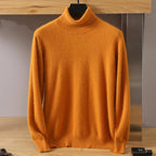 Aureo Men's Cashmere Sweater, Cable-Knit Collar, Long Sleeve