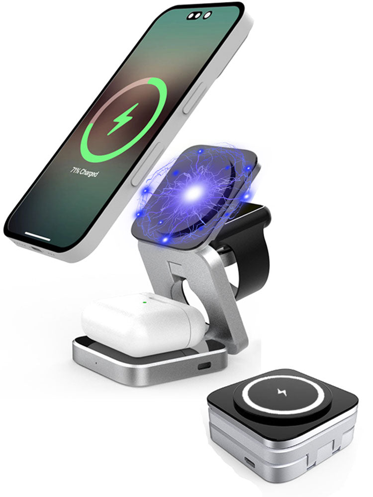 3-in-1 Magnetic Wireless Charging Stand for iPhone, AirPods, and Apple Watch