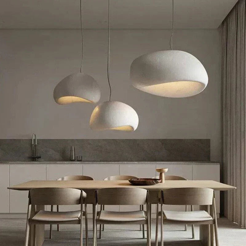 Auryn Ceiling-Mount Pendant Light, Wabi-Sabi Curved Silhouette for Living Rooms