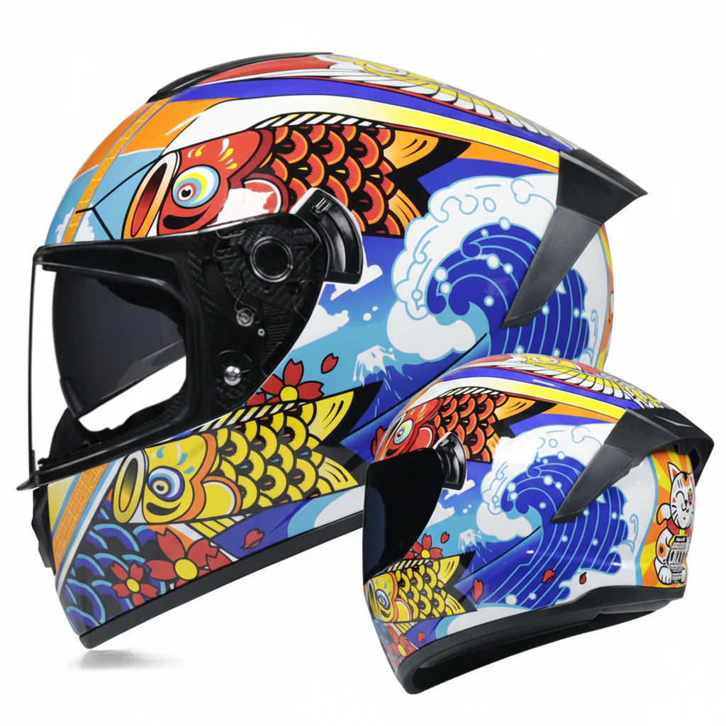 Casco da moto integrale da gara, certificato DOT, sistema a doppia visiera