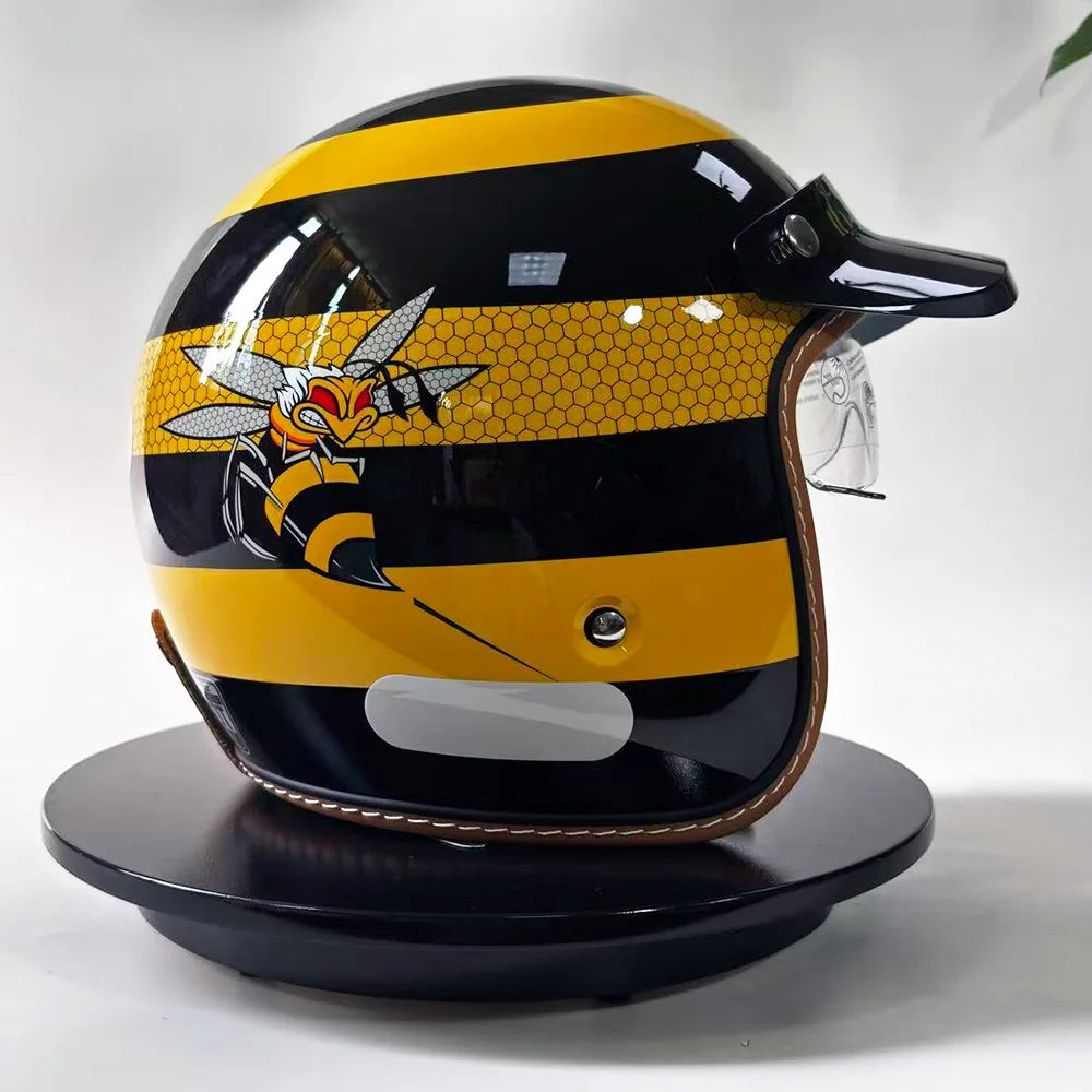 Casco de motocicleta abierto con visor abatible, certificado por DOT