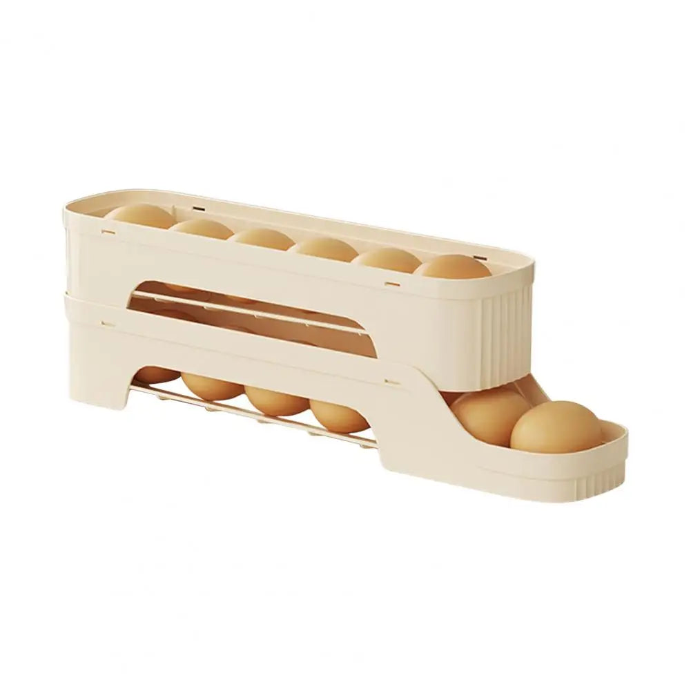 Egg Box RolloMaxx | 4-Tier Egg Organizer | Space-Saving & Self-Rolling | Transparent Design
