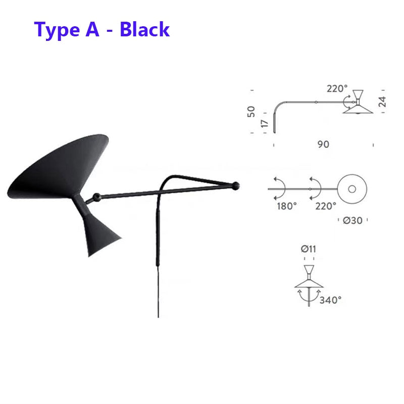 Lampada da parete NovaSwing, braccio orientabile, con spina e paralume satinato