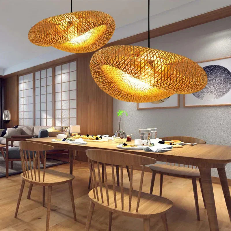 Hanglamp van bamboe, Marisol-kroonluchtercollectie, 5 formaten
