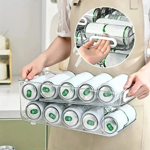 Dispensador de latas de bebidas de 2 niveles para mantener ordenado el refrigerador - Fioriscas