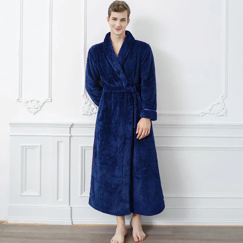 CozyNest varm flannel-morgenkåbe til gravide, ekstra lang pasform