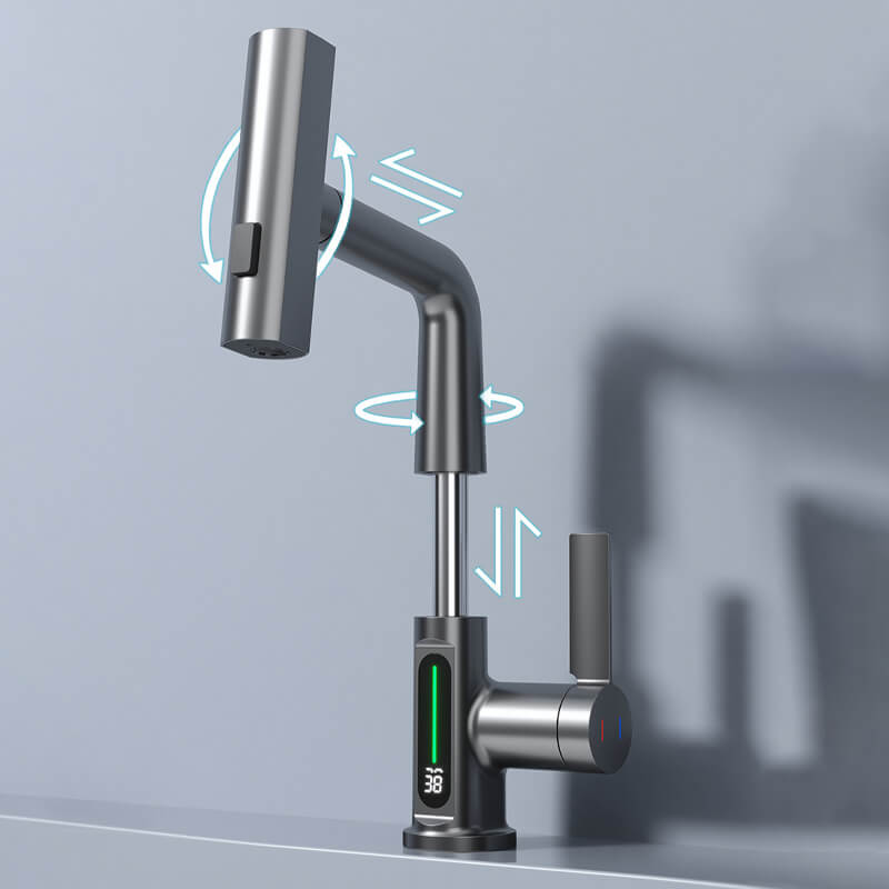 Pull-Out Kitchen Faucet, Aqualine FluxPull 60cm Hose & 360° Swivel