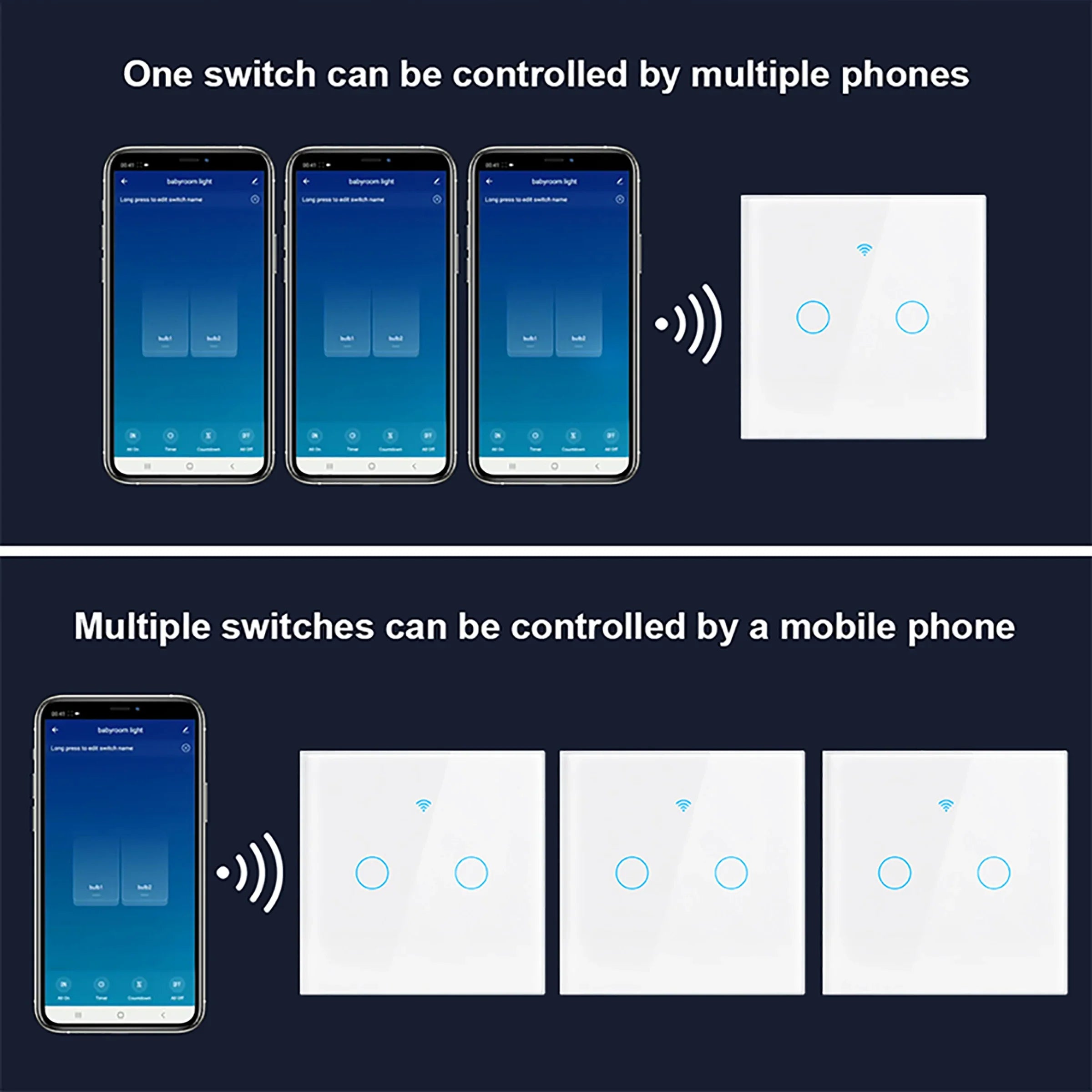 Smart WiFi Touch Light Switch, No Neutral Wire Needed, Alexa & Google