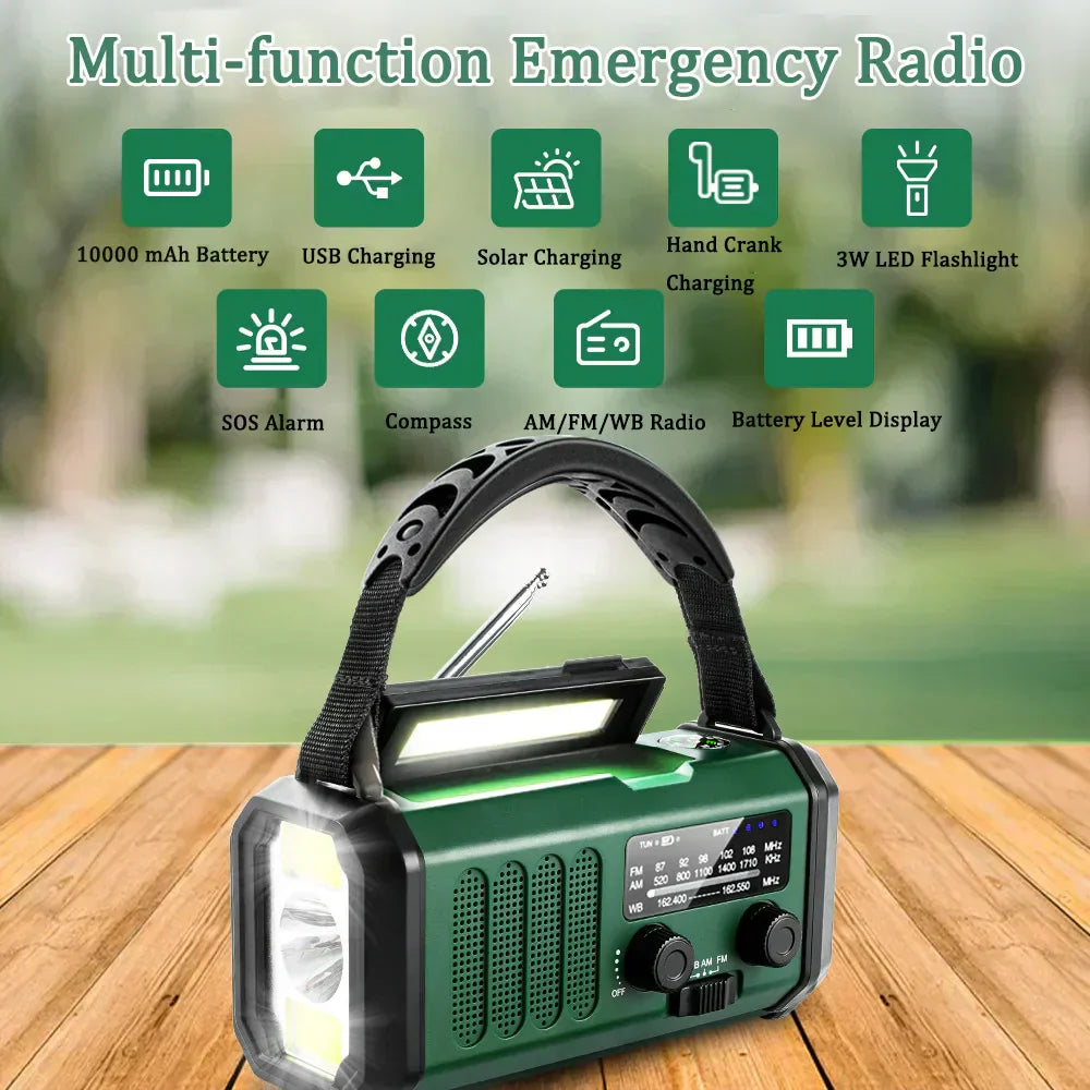 SolioGuard Hand-Crank Emergency Radio, Solar & USB Charging, NOAA Alerts