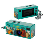 Câmara retro de porta-chaves 1080P com sensor CCD, flash integrado e suporte para MicroSD de 128GB | Fioriscas