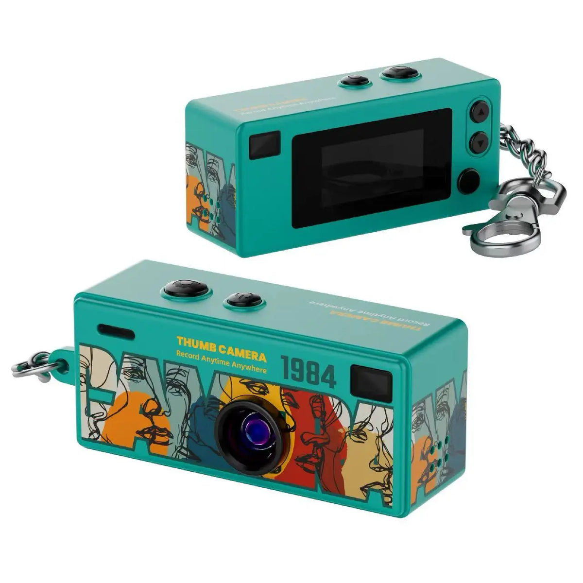 Câmara retro de porta-chaves 1080P com sensor CCD, flash integrado e suporte para MicroSD de 128GB | Fioriscas