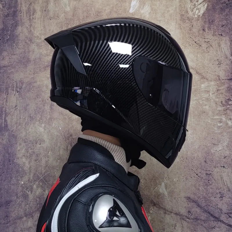 Casco da moto integrale da gara, certificato DOT, sistema a doppia visiera