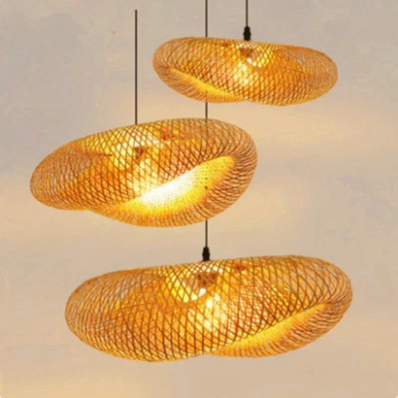 Hanglamp van bamboe, Marisol-kroonluchtercollectie, 5 formaten