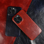 Ægte koskindslæder iPhone-etui, håndlavet, 5 farver