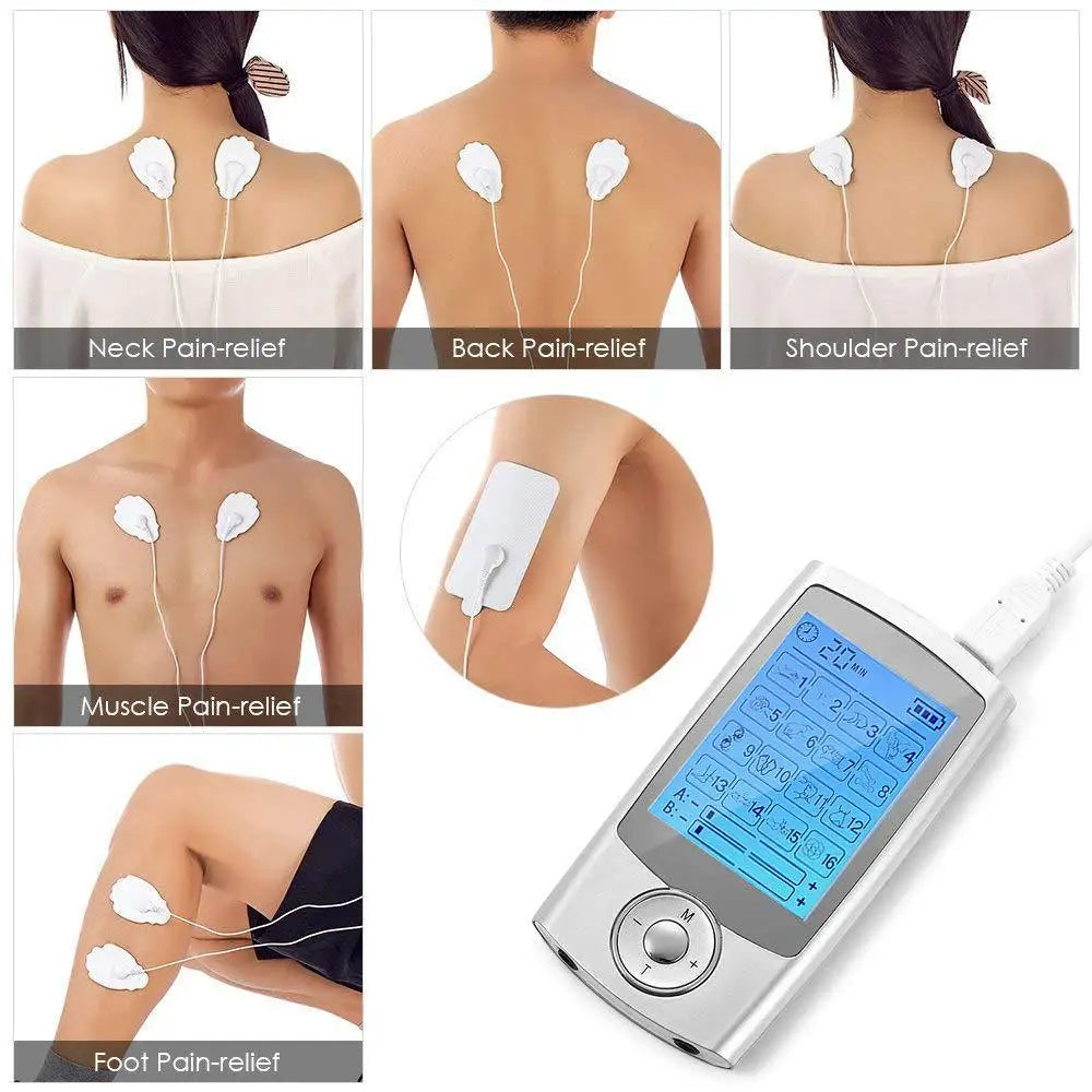 Estimulador muscular TENS EMS com 16 modos e 10 níveis de intensidade para relaxamento | Fioriscas