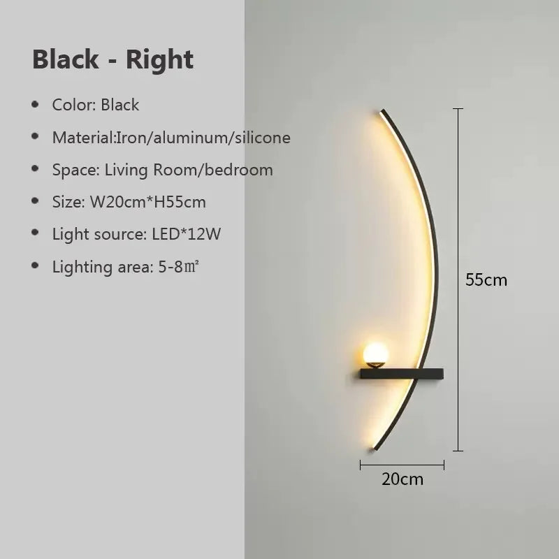 Applique da parete, AstraGlow oro e nero a strisce con LED, dimmerabile per interni ed esterni