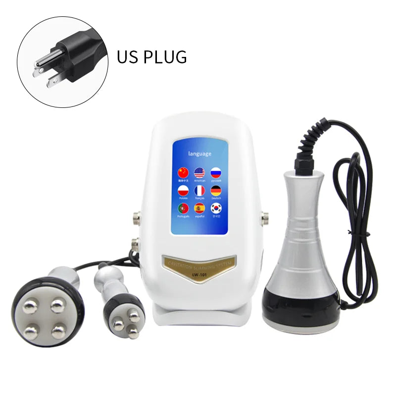 Modelação corporal ultrassónica de três funções com cavitação e RF, com duas pegas de RF | Fioriscas