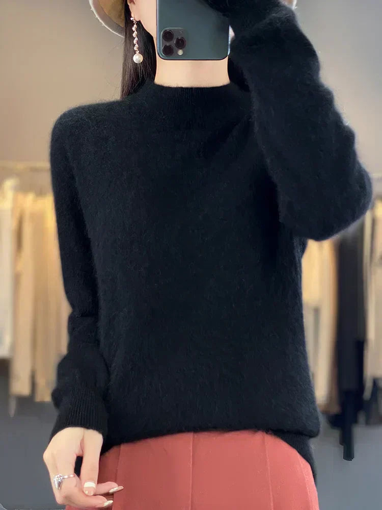 Ultrafijne kasjmiertrui met ronde hals voor dames, Elara slim-fit gebreide pullover