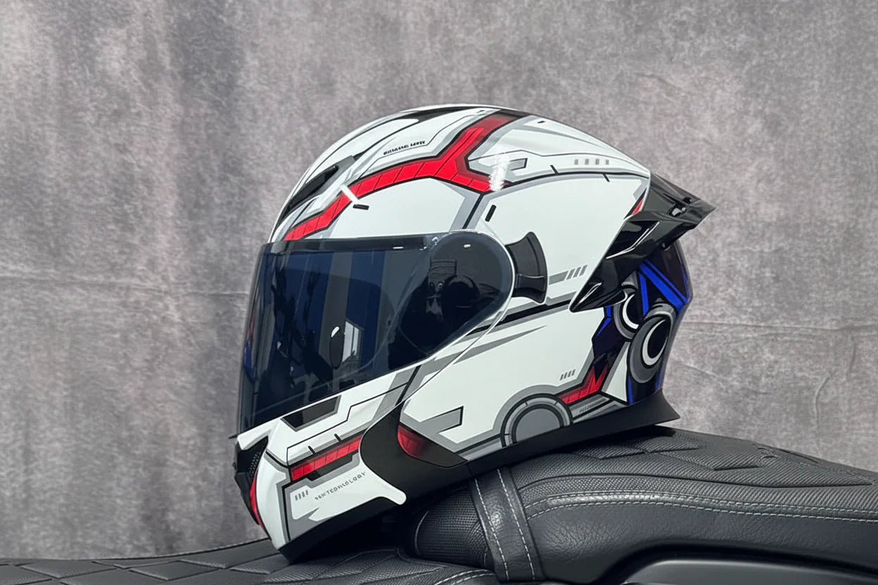 Motorcycle Helmet, Modular Flip-Up Design With Twin-Lens Shield, DOT Certified