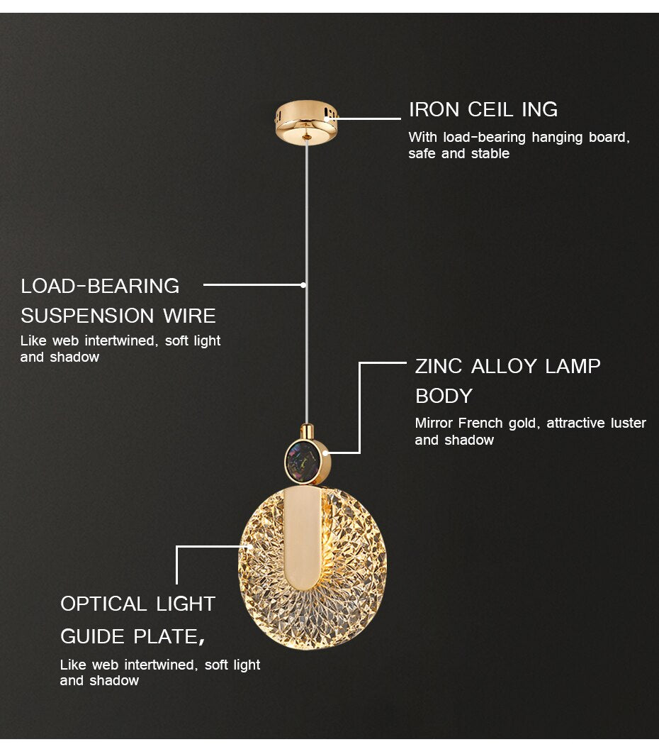 Aurelia-hanglamp, goudkleurige kristalafwerking, instelbare wittint-optie