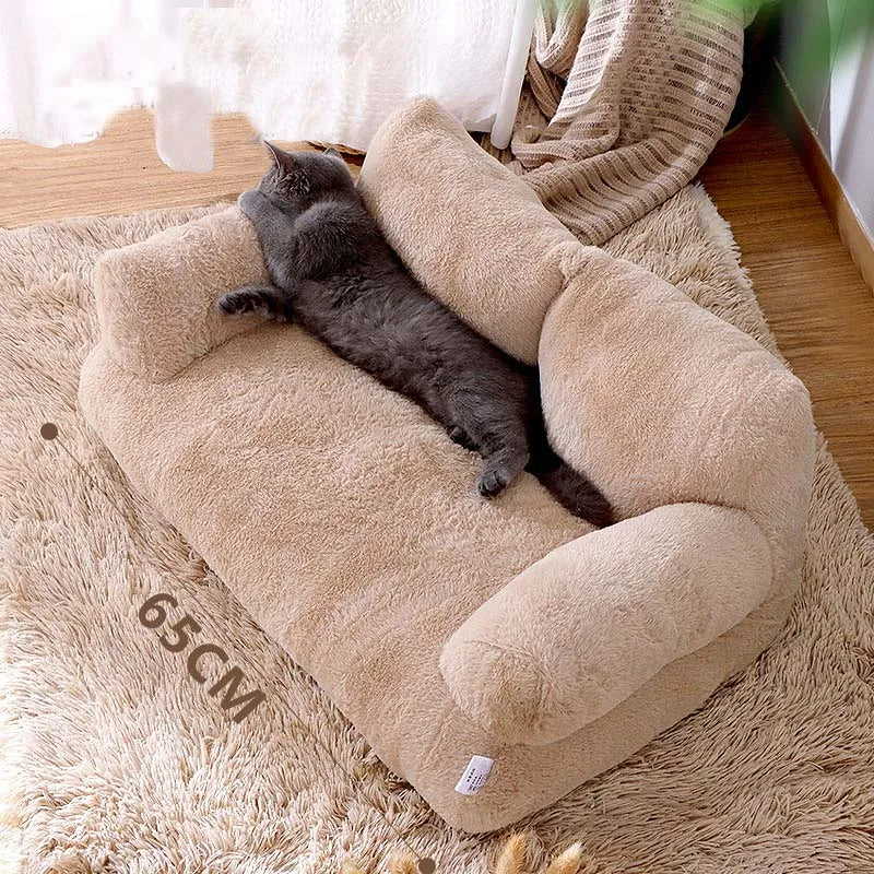 Plush Pet Bed With a Raised Rim, Cozy Faux Fur Nest for Dogs and Cats