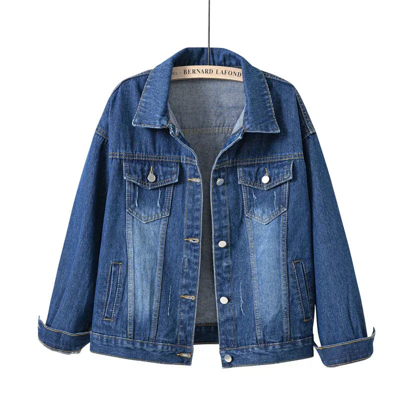 Harborline denim damesjack met knoopsluiting aan de voorkant, comfortabele pasvorm voor elke dag