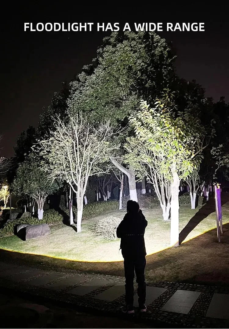 Výkonná LED svítilna se světelným tokem 100000 lumenů, nabíjením přes USB a vodotěsným provedením s funkcí zoom - Fioriscas