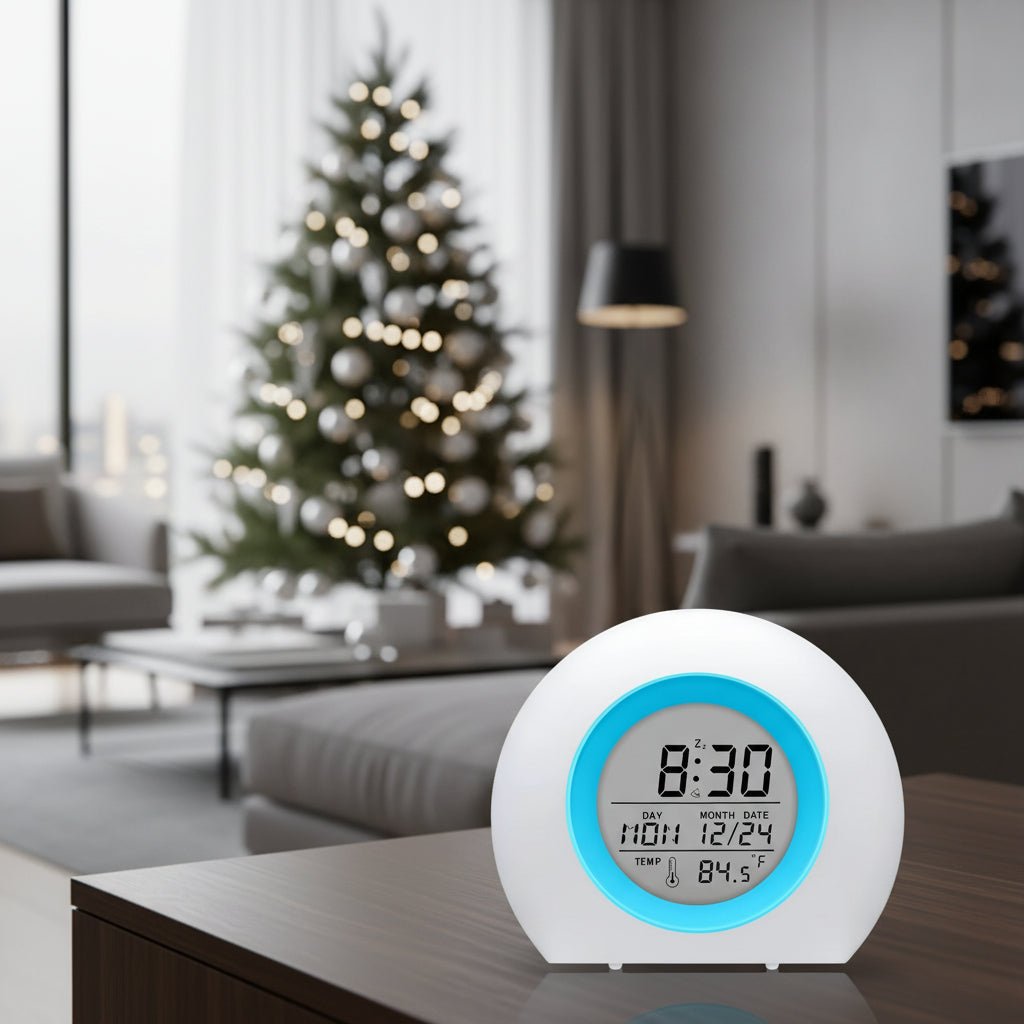 Children's Alarm Clock with 7-Color Night Light & Snooze Function for Healthy Sleep Behavior - Fioriscas