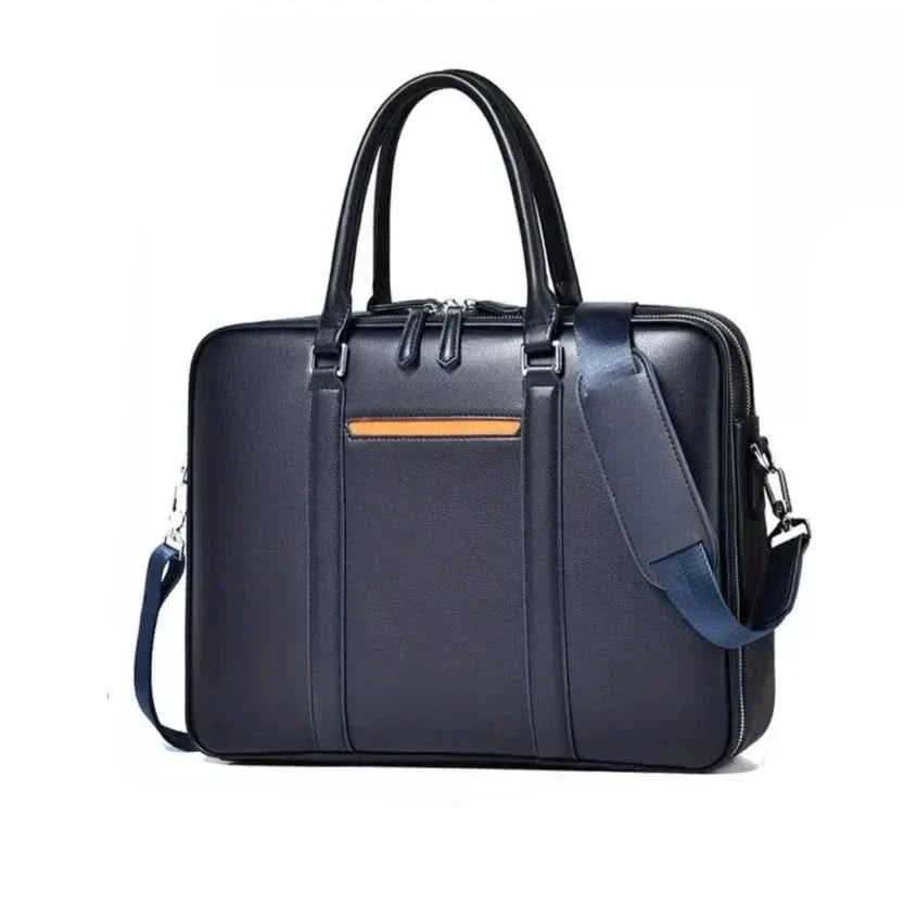 Manhattan Leather Business Laptop Briefcase Crossbody Handbag