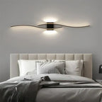 LED Wall Sconce with Double-Curve Design, Remote Control, Black & Gold