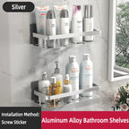 VelaGrip Corner Bath Shelf, Aluminum Wall-Mount Bathroom Storage