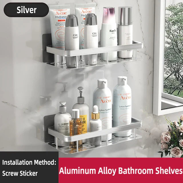 VelaGrip Corner Bath Shelf, Aluminum Wall-Mount Bathroom Storage