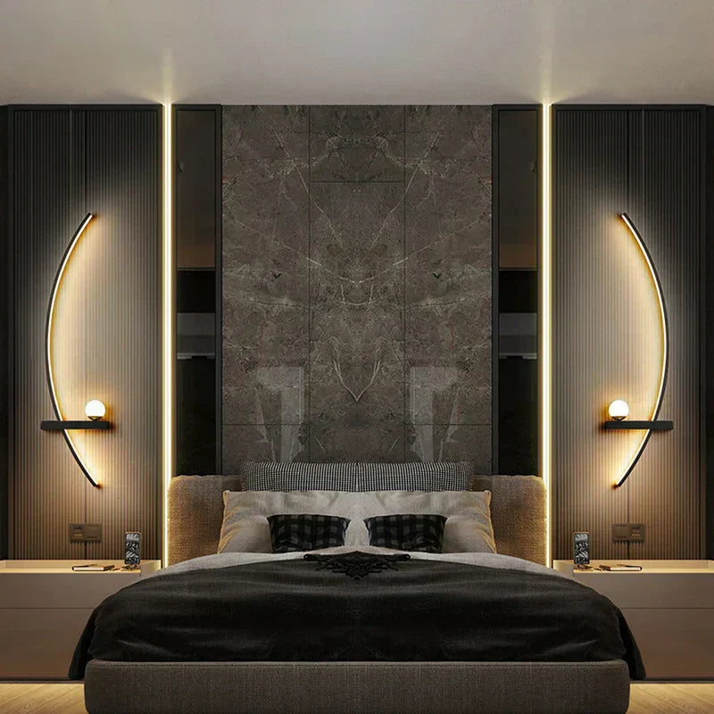 Applique da parete, AstraGlow oro e nero a strisce con LED, dimmerabile per interni ed esterni