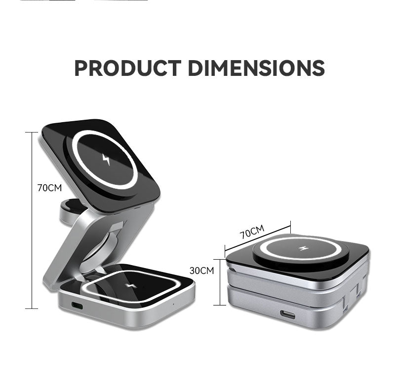 3-in-1 Magnetic Wireless Charging Stand for iPhone, AirPods, and Apple Watch