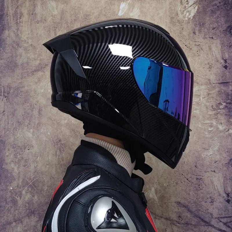 Casco da moto integrale da gara, certificato DOT, sistema a doppia visiera