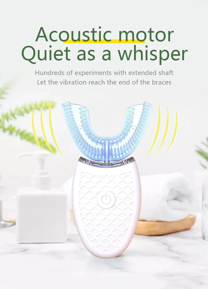 Escova de dentes ultrassónica inteligente de 360 graus, com branqueamento sem mãos e limpeza profunda | Fioriscas