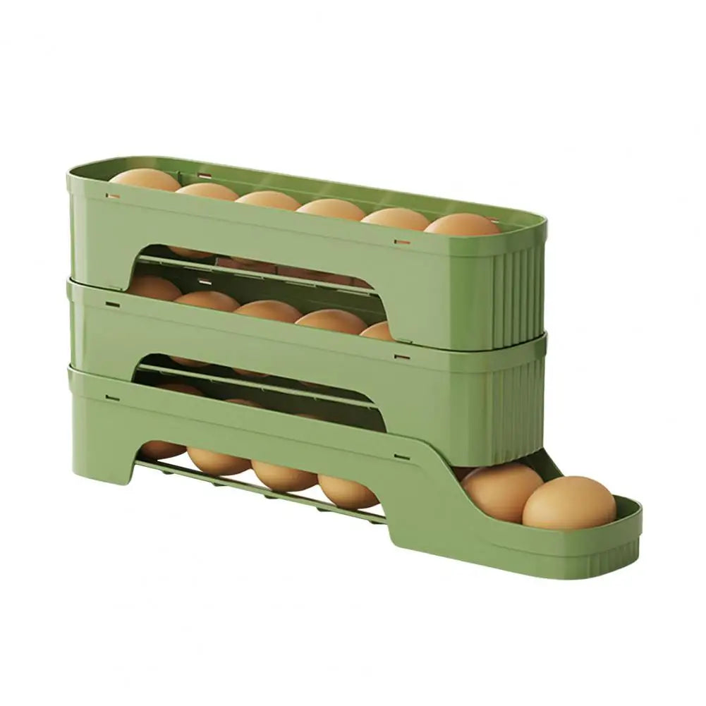 Egg Box RolloMaxx | 4-Tier Egg Organizer | Space-Saving & Self-Rolling | Transparent Design