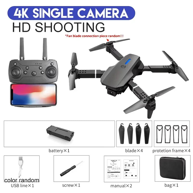 E88 Professional vikbar drönare med 4K HD-kamera och WiFi-FPV | Fioriscas