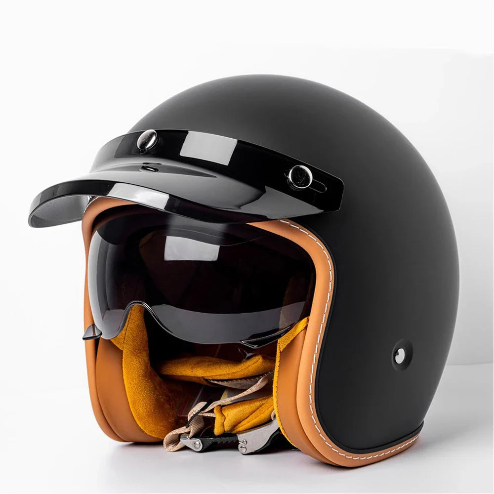 Casco de motocicleta abierto con visor abatible, certificado por DOT