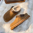 Mules douillettes CozyCloud pour femmes, doublées en fourrure synthétique, avec bride à boucle